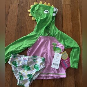 Sol Swim Dinosaur Hooded Two-Piece Bathing Suit/Swimwear - 6-9 Months